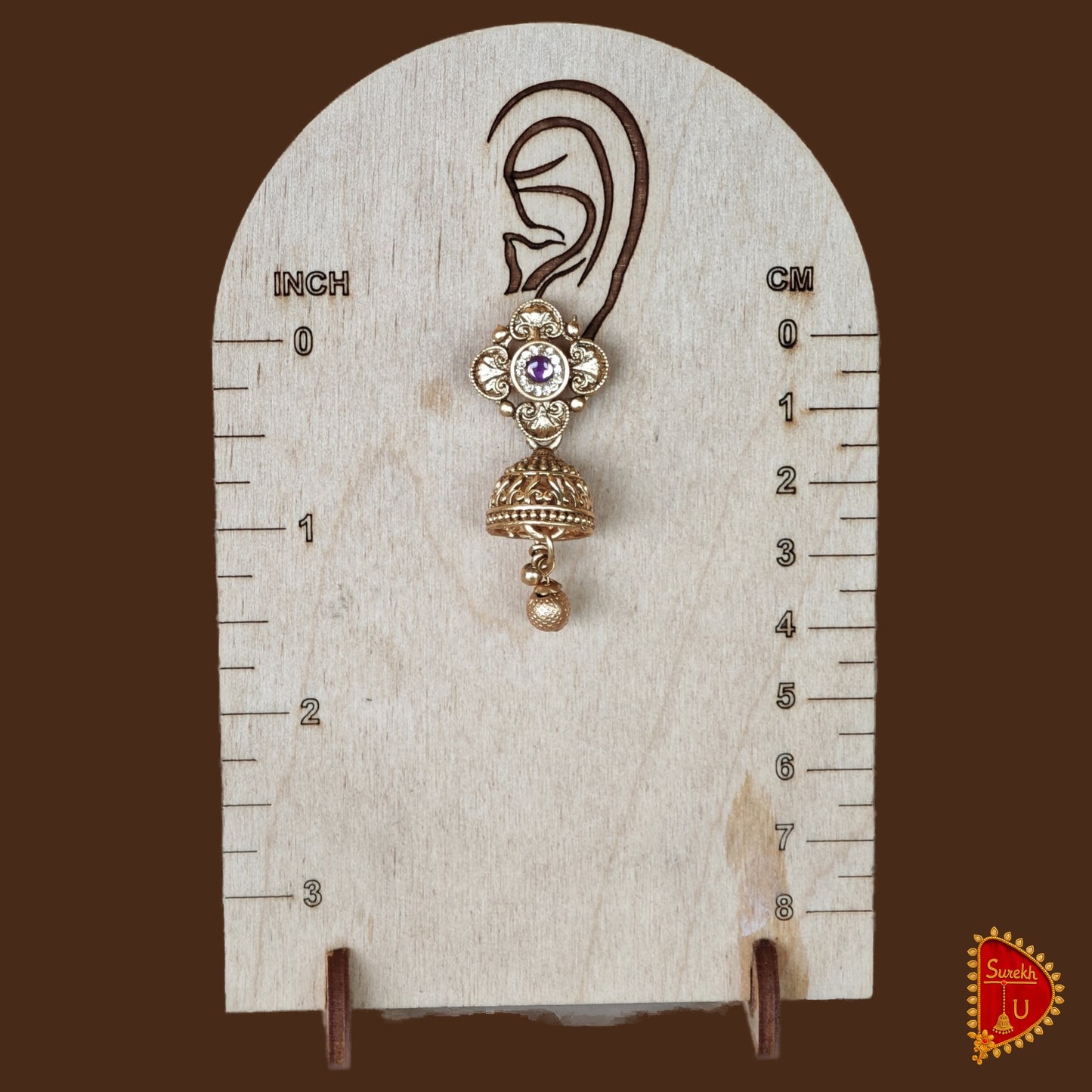 Antique Gold Pink Stud Jhumki