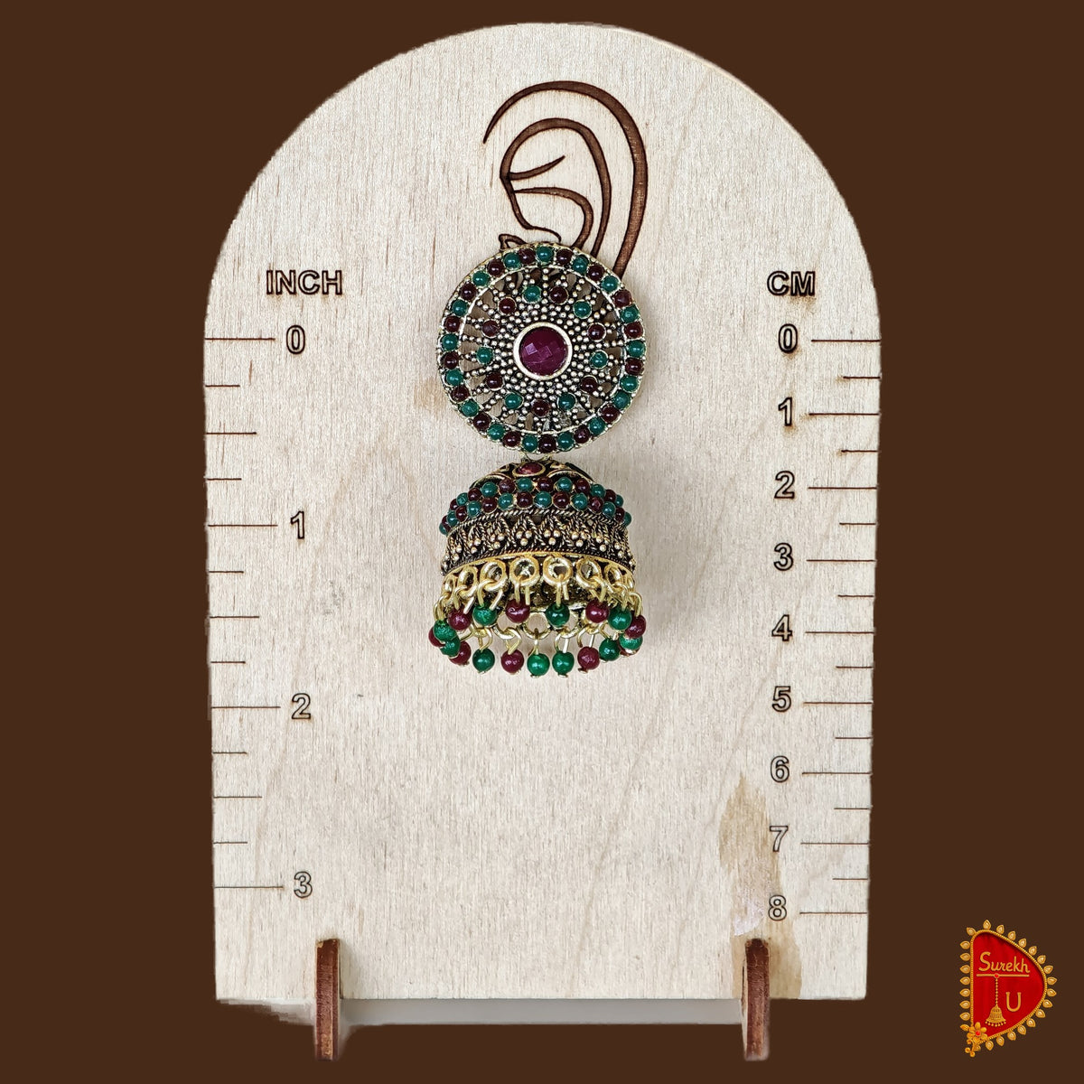 Antique Green Maroon Jhumki