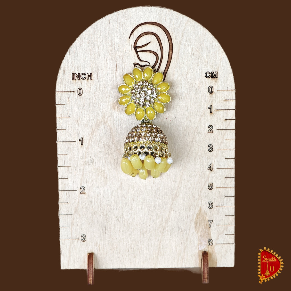 Yellow Stones Floral base Jhumki