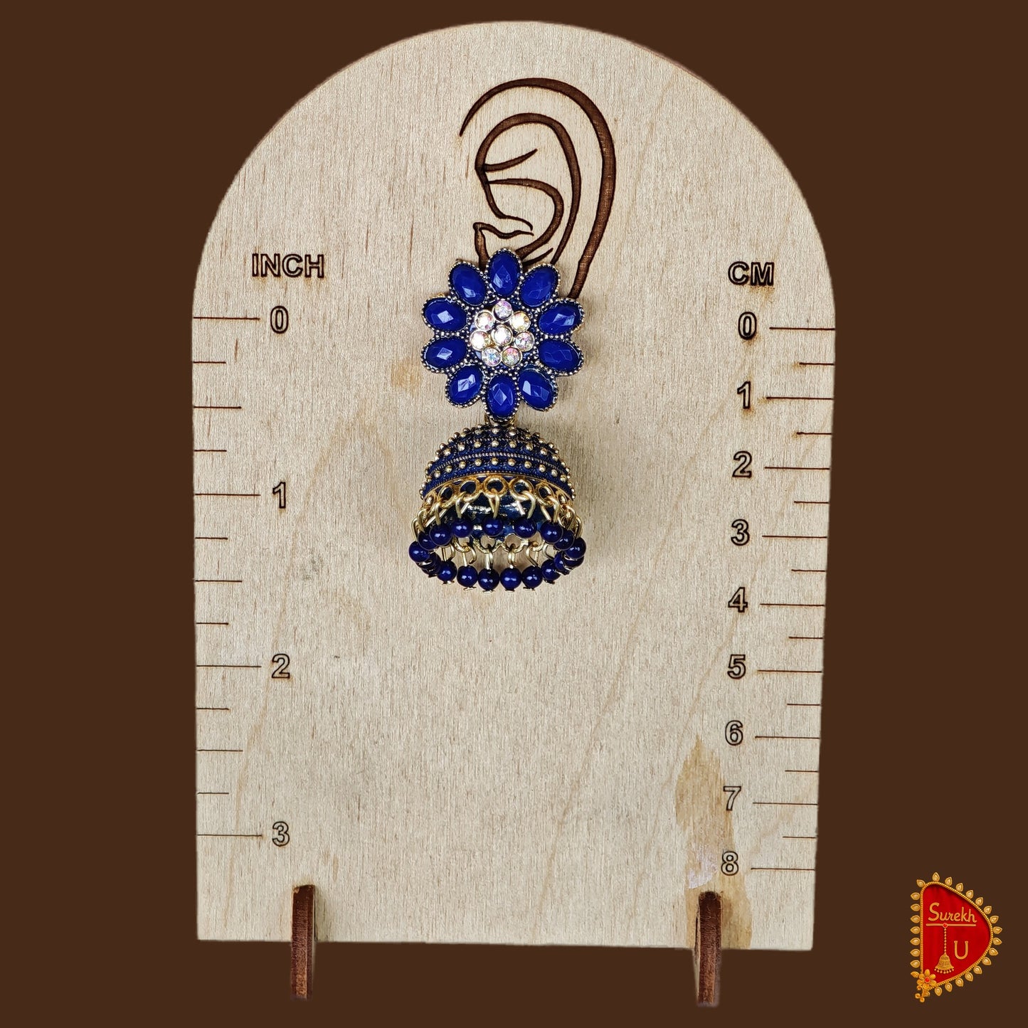 Royal Blue vibrant Floral Jhumki