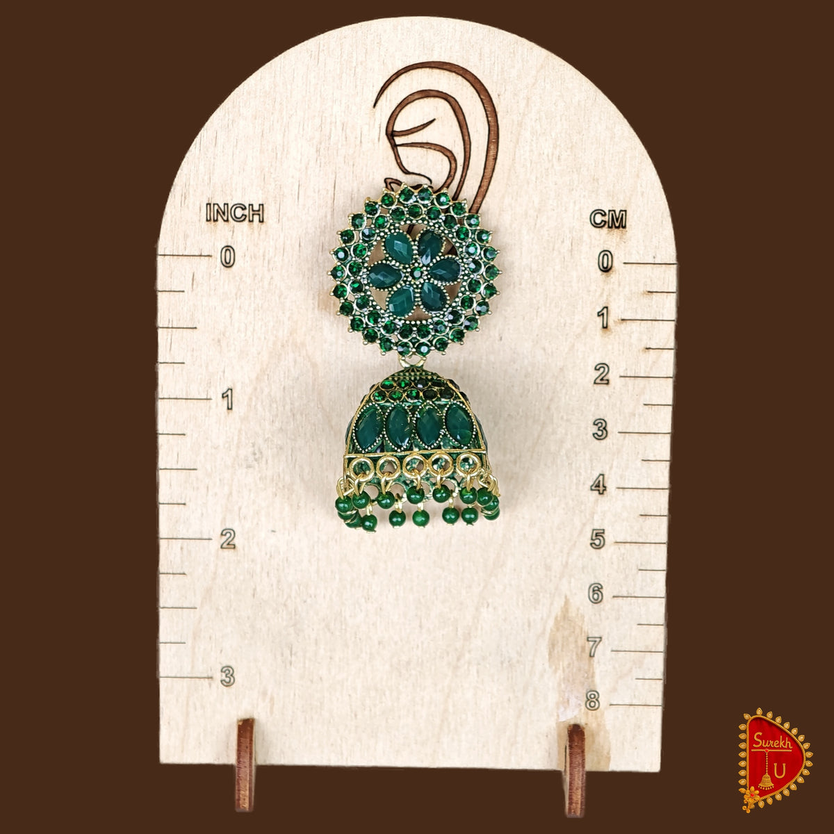 Rich Bottle Green Floral Jhumki