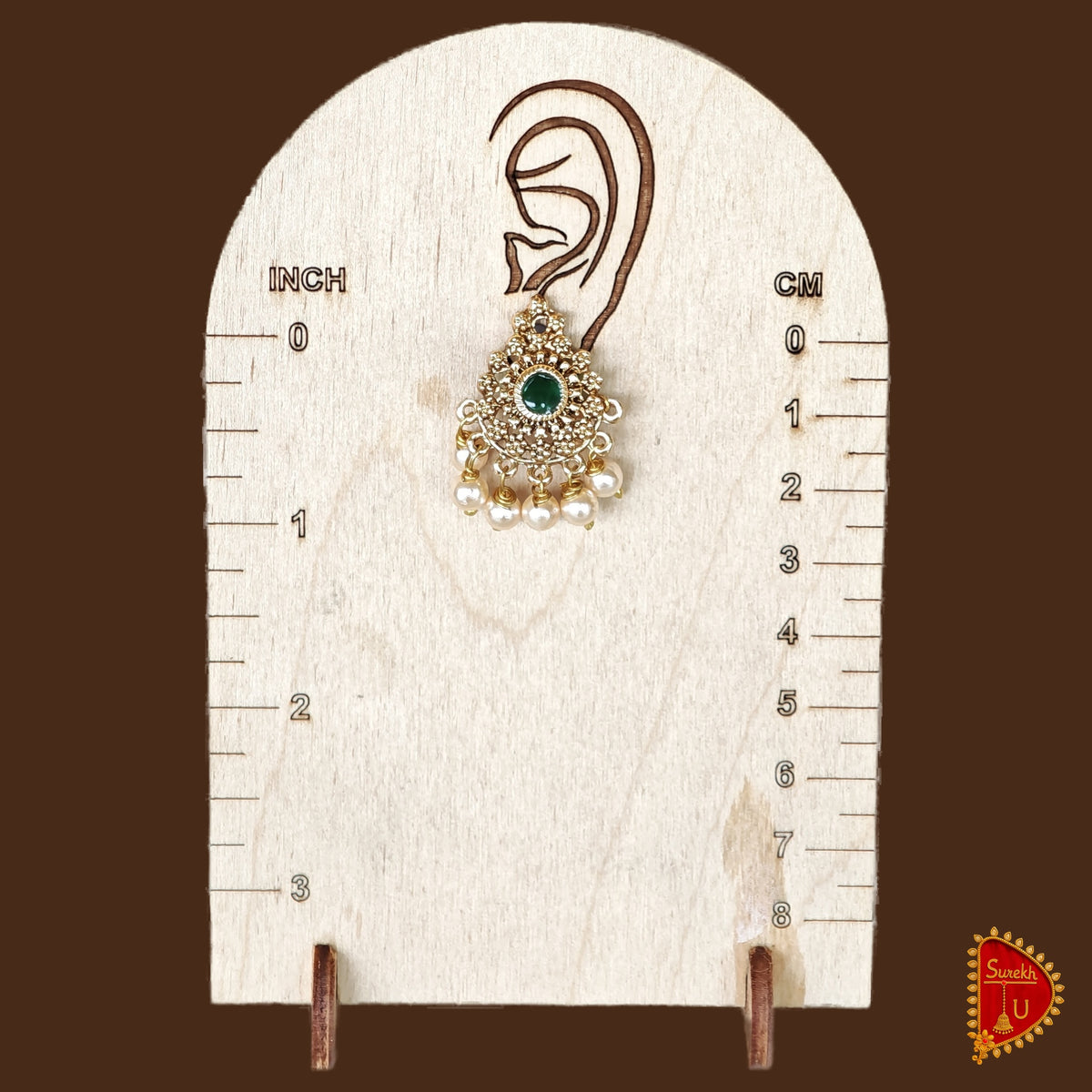 Green Stud Pearl Chandbali small