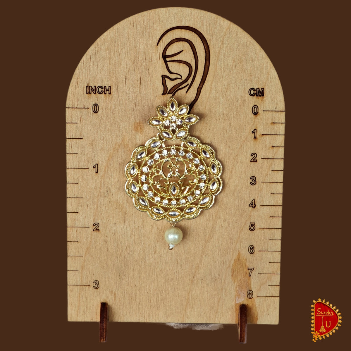 Golden Silver Stones Pearl Chandbali