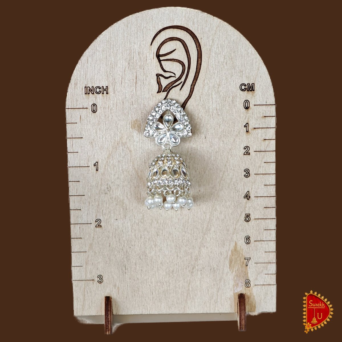 Triangle Silver Stones Jhumki medium