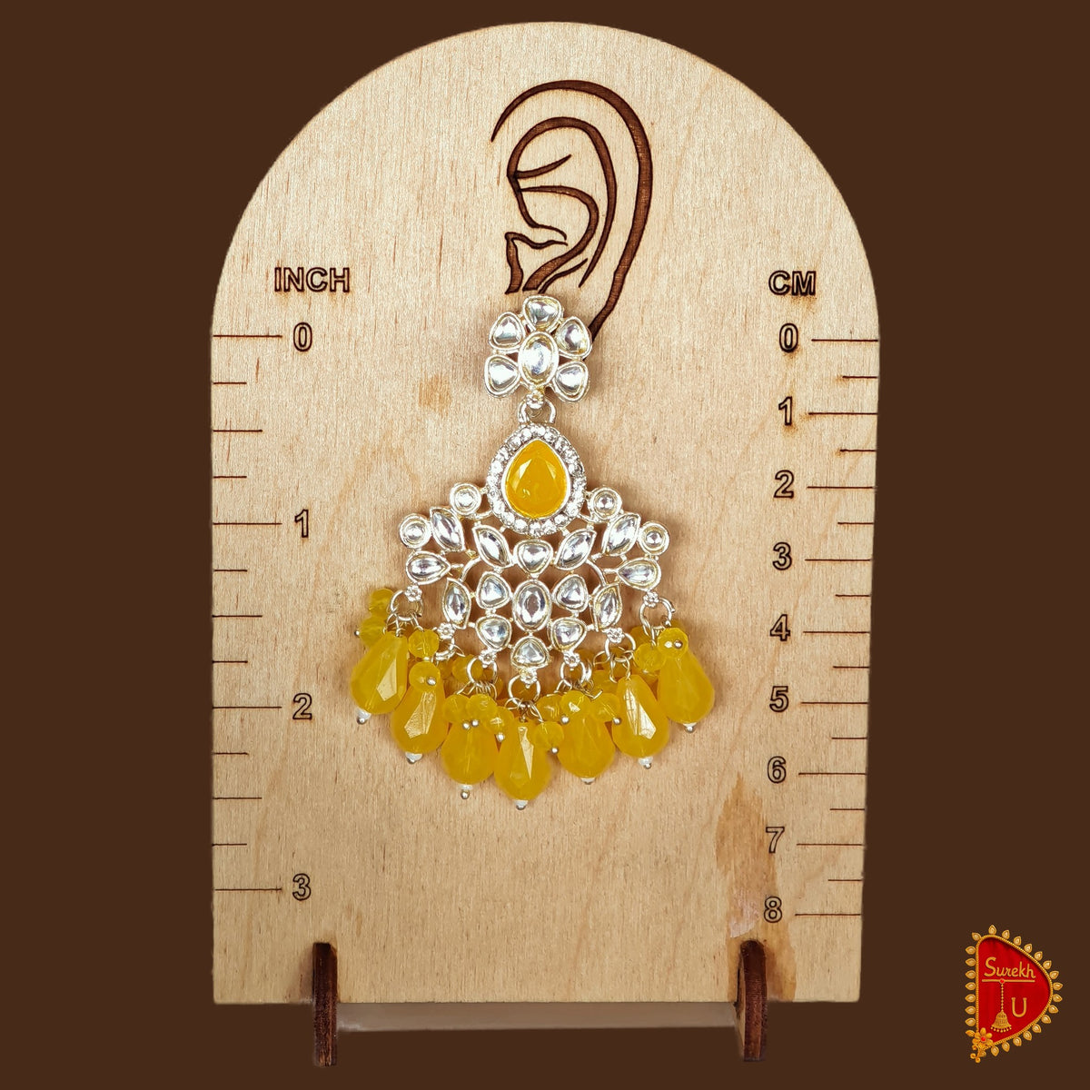 Yellow Kundan Chandbali