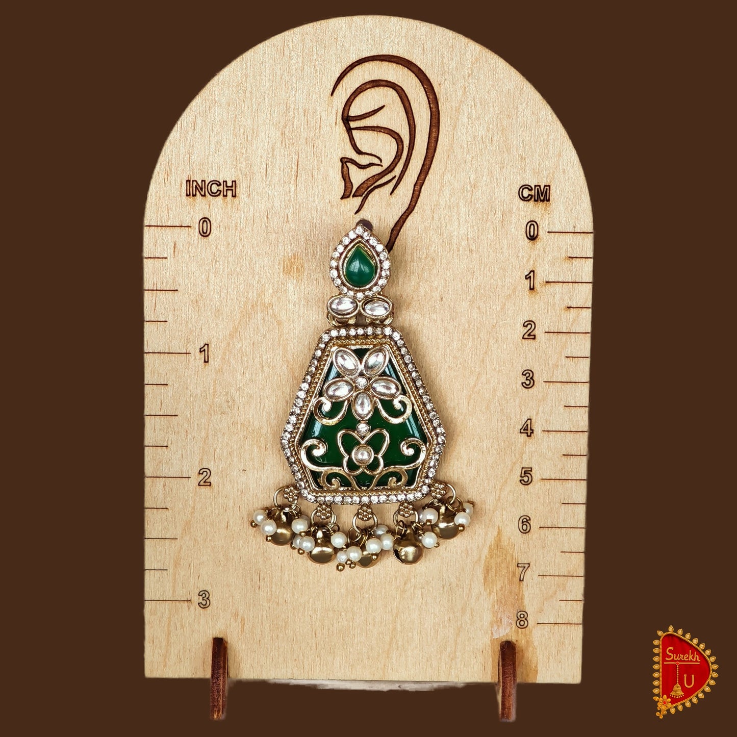 Green Enamel Kundan Chandbali