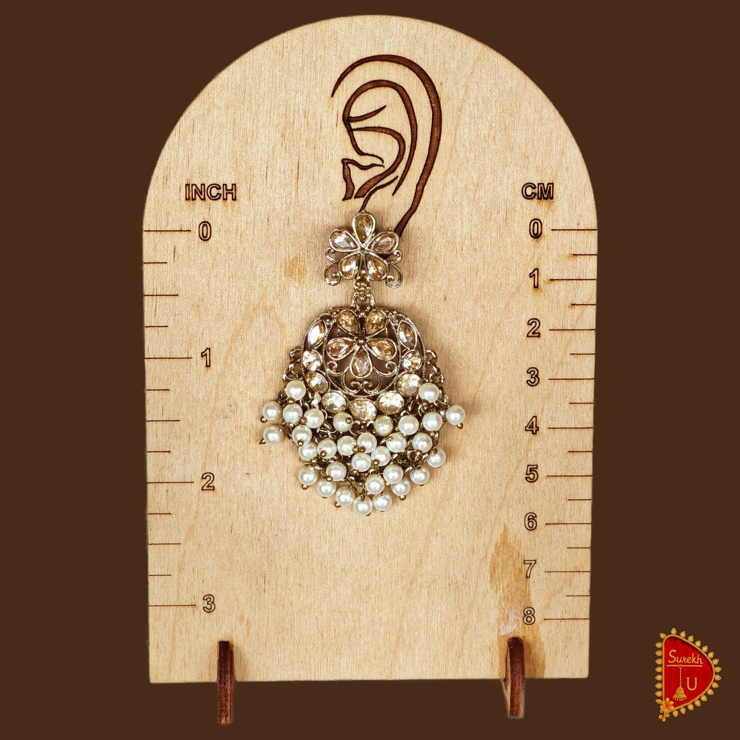 Rosegold Floral Pearl Chandbali