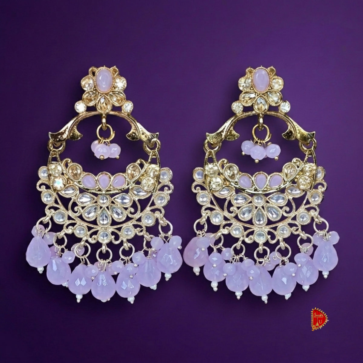 Lavender Stones Chandbali