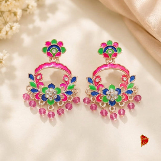 Multicoloured Intricate Chandbali medium