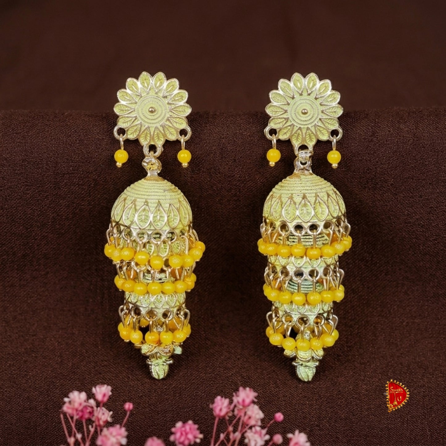 Yellow Layered Jhumki