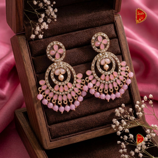 Baby Pink Floral Chandbali
