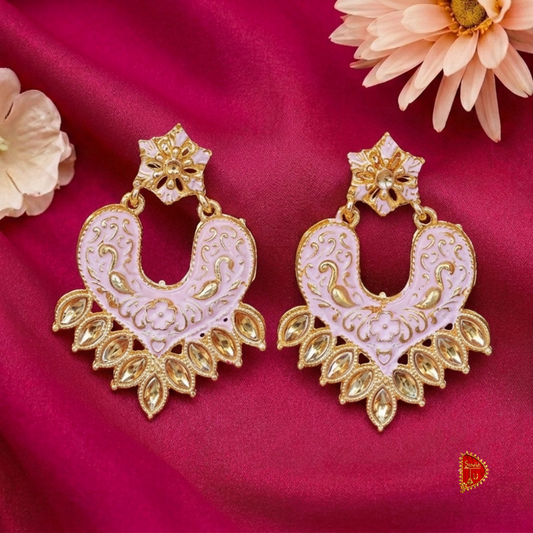 Pink Royal Heart Chandbali