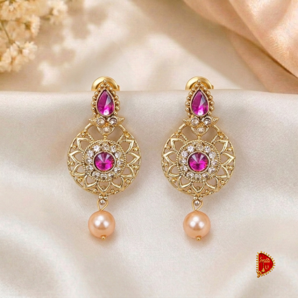 Pink Stud Golden Pearl Latkan