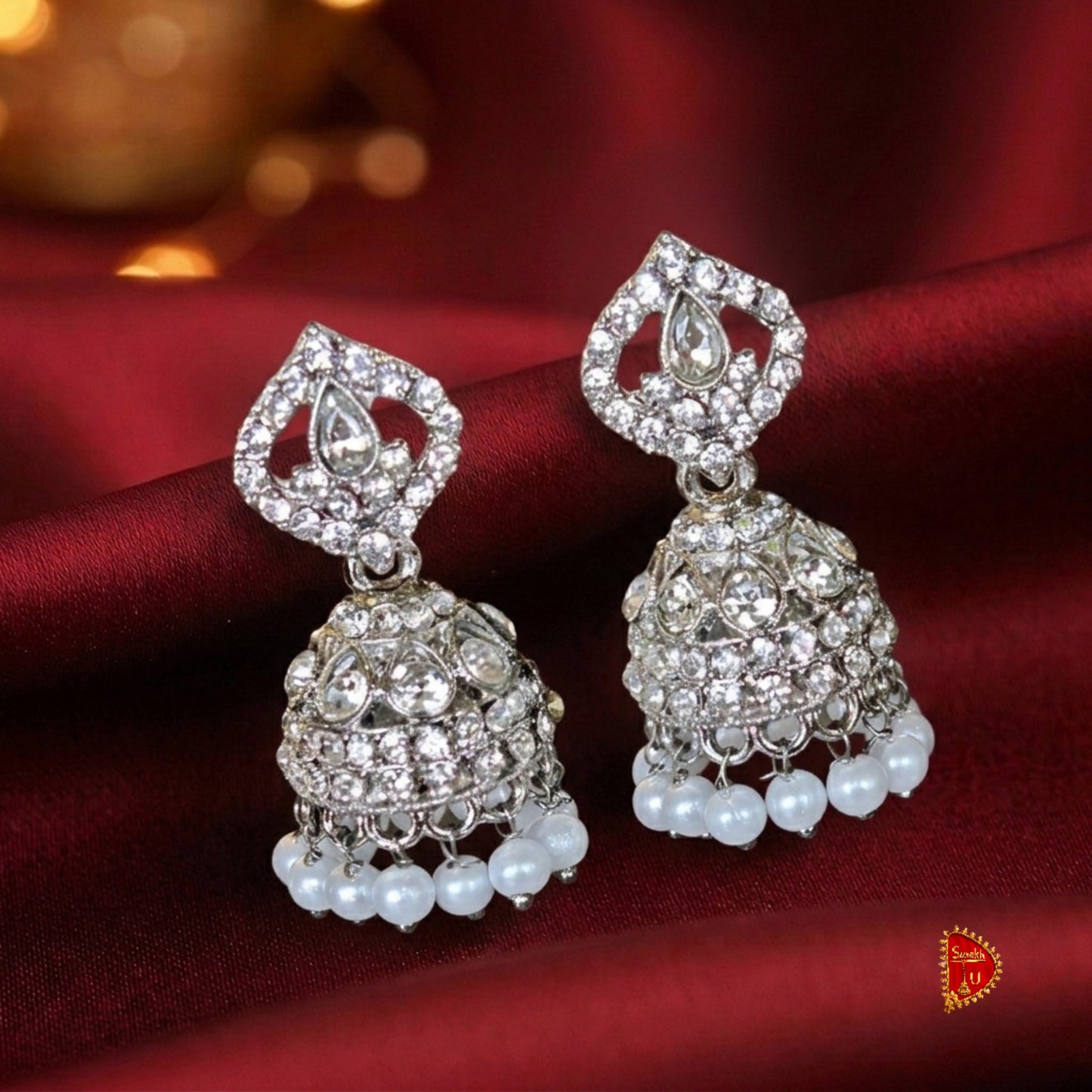 Silver Stones medium Jhumki