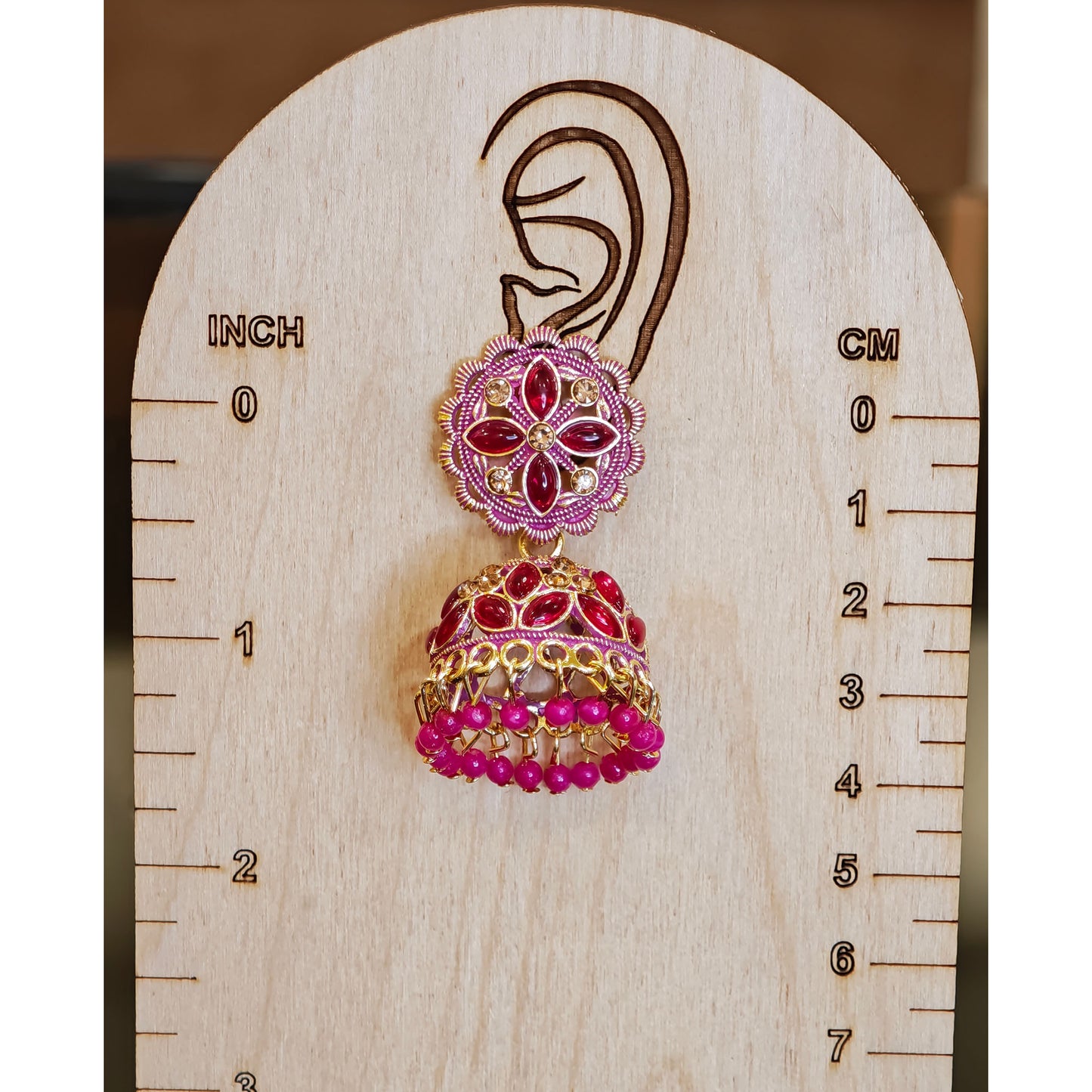 Rani Pink Floral Jaali Jhumki