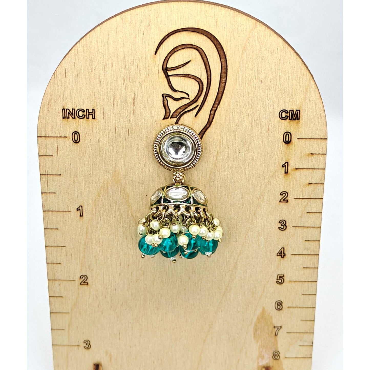 Aqua Blue Kundan Jhumki