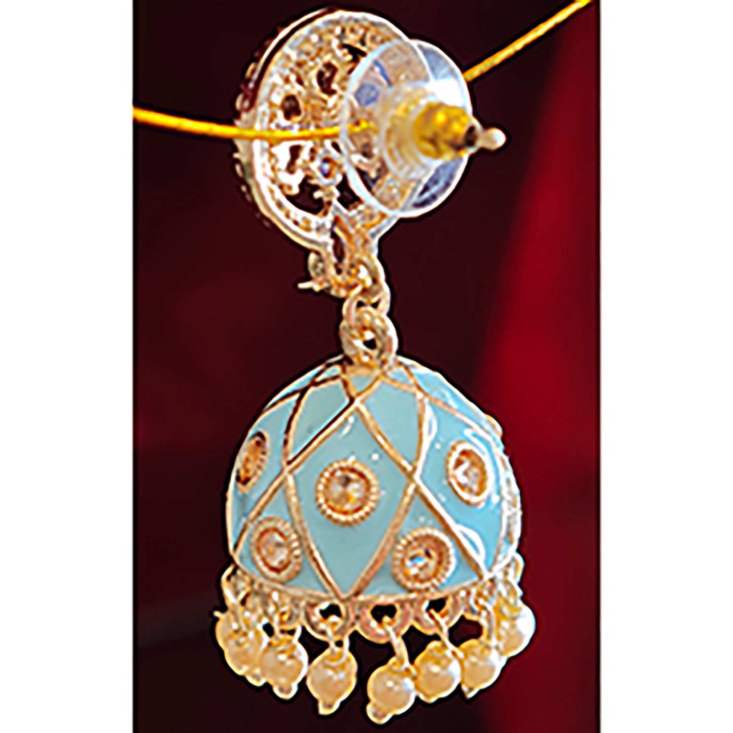 Aqua Blue Meenakari Jhumki