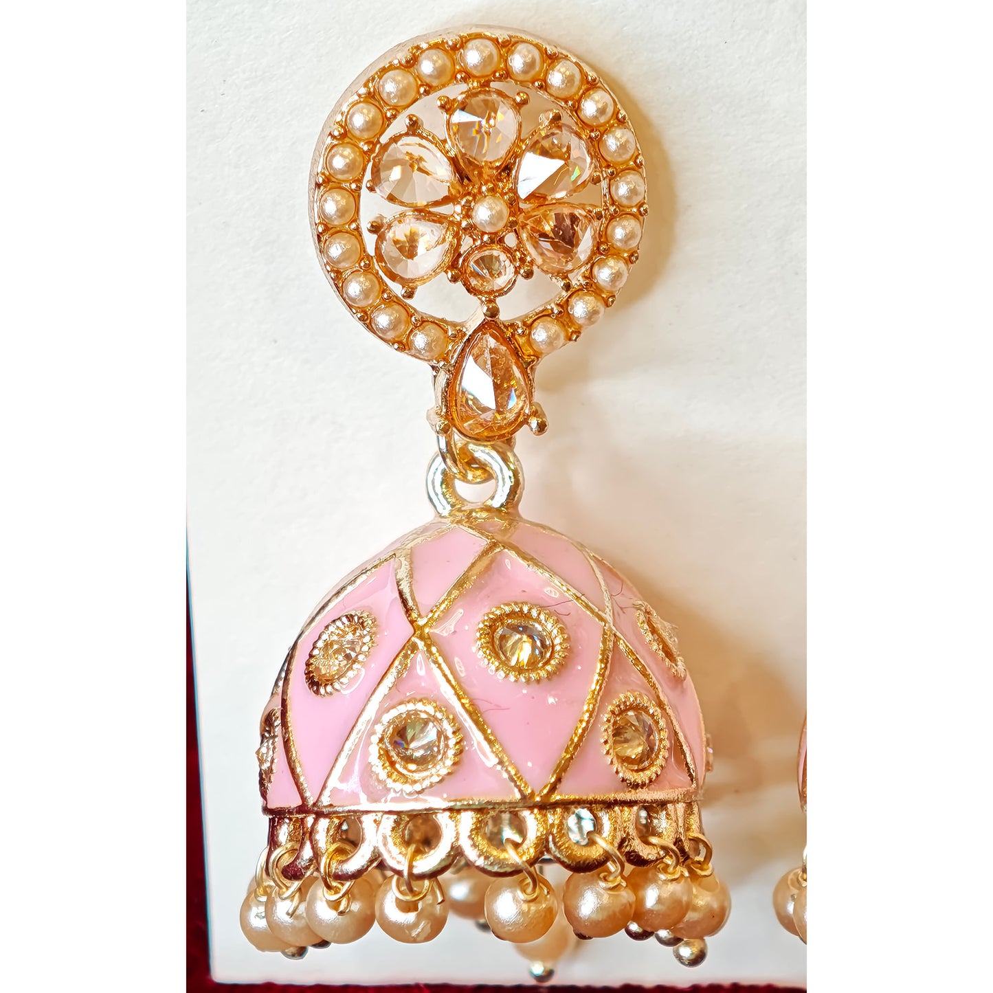 Baby Pink Meenakari Jhumki