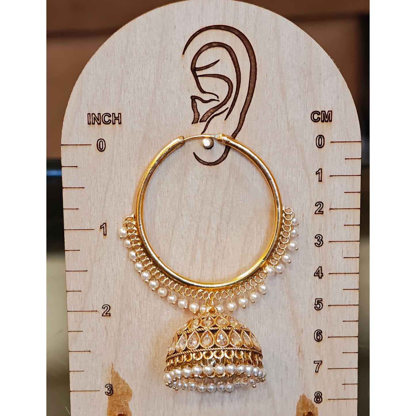 Big Golden Pearl Hoops Jhumki