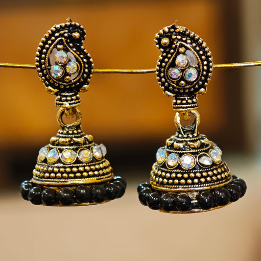 Black Beaded Keri Small Jhumki