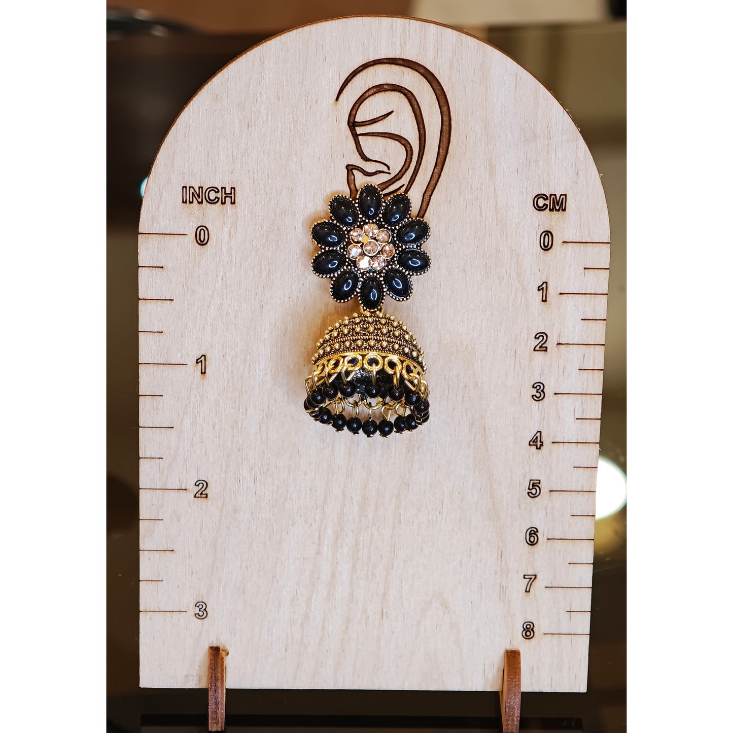 Black Floral Top Dome Jhumki