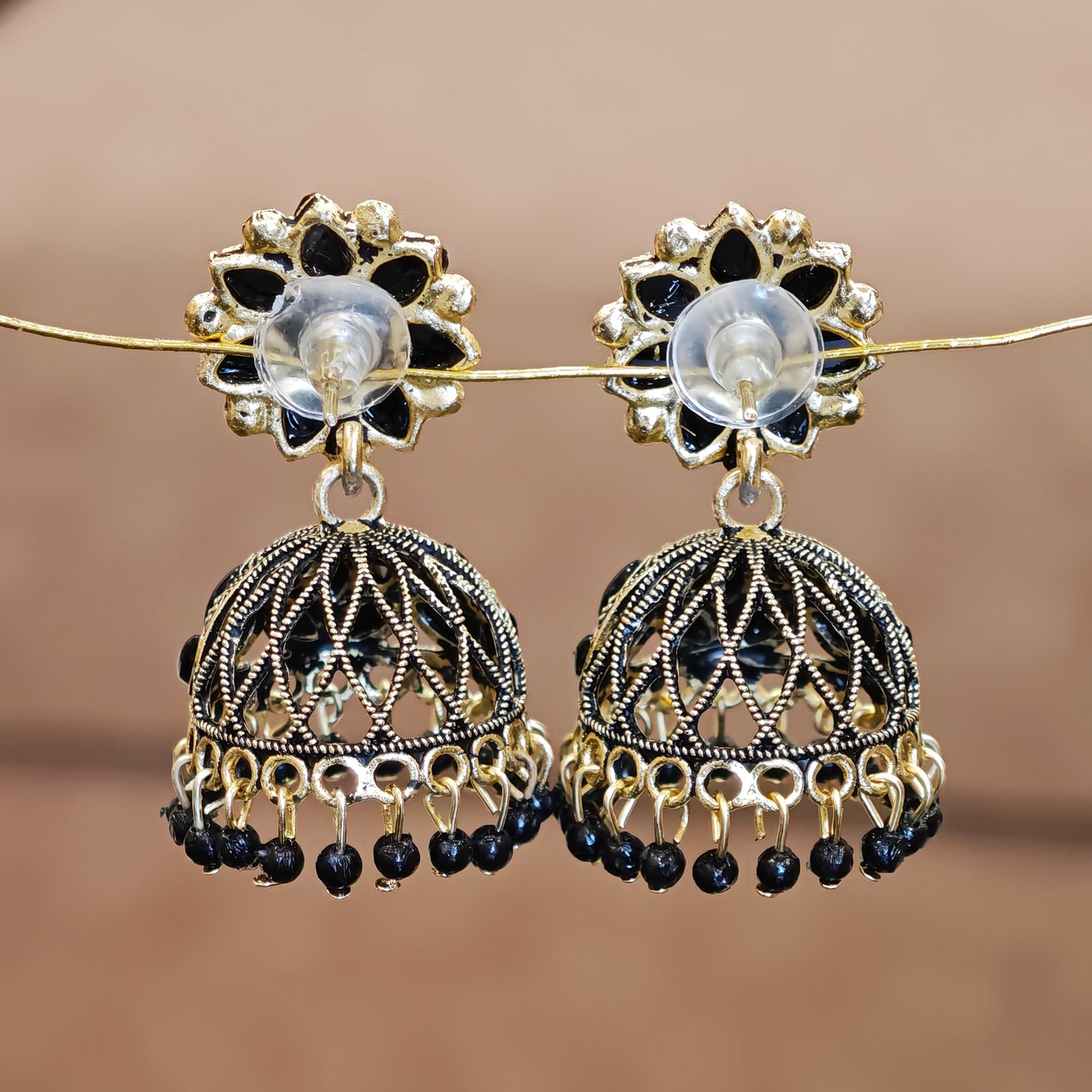 Black Floral Top Jaali Jhumki