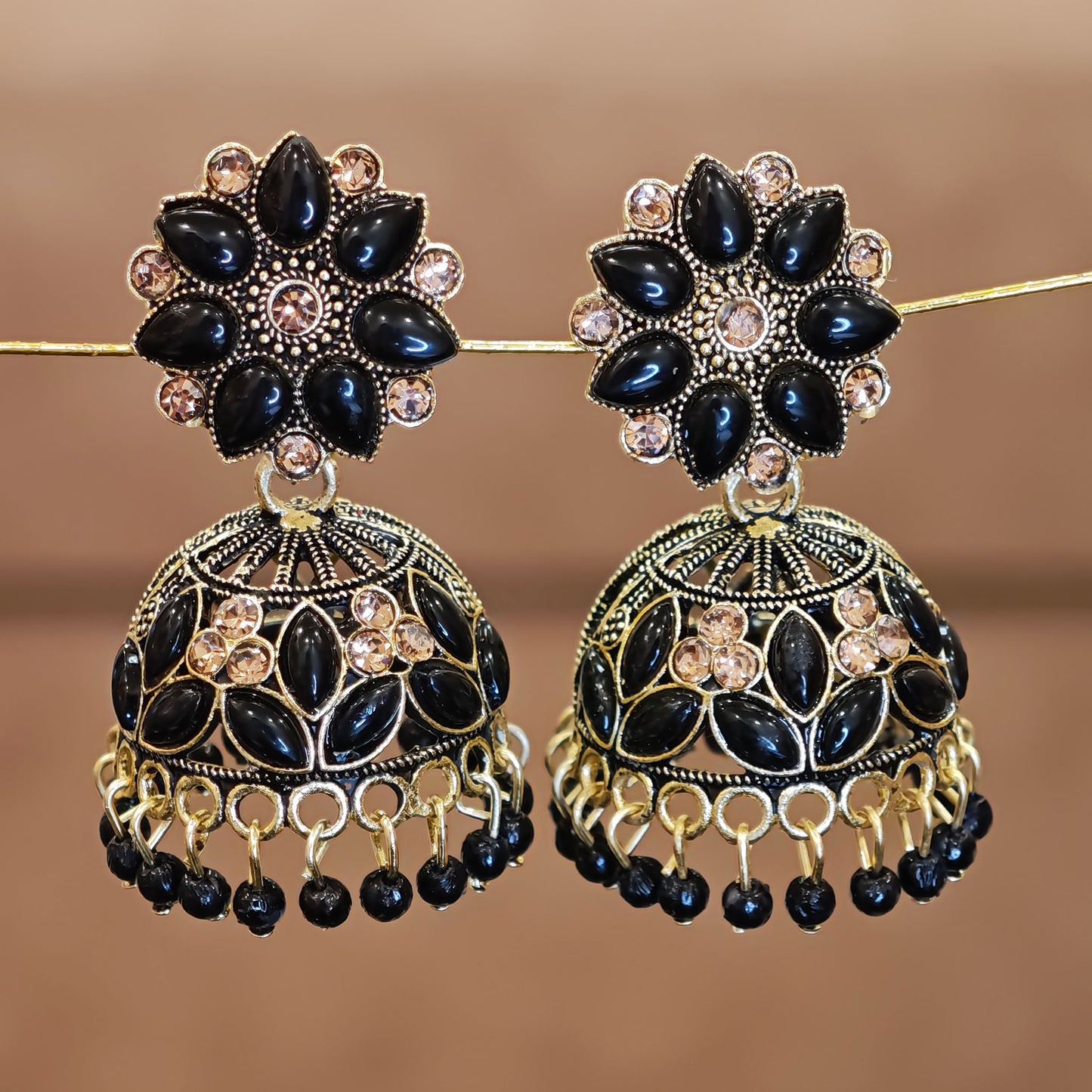 Black Floral Top Jaali Jhumki