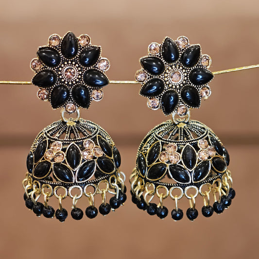 Black Floral Top Jaali Jhumki