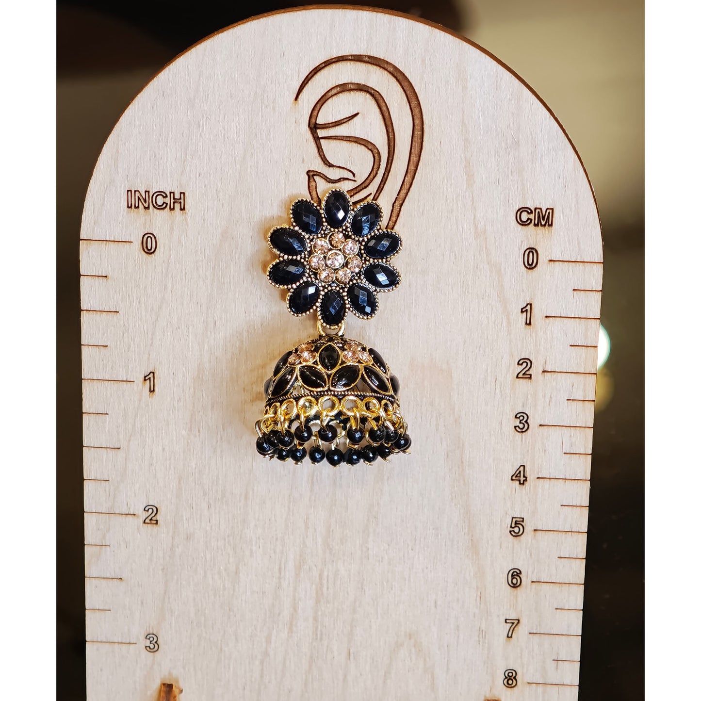 Black Floral Top Jaali Jhumki Medium