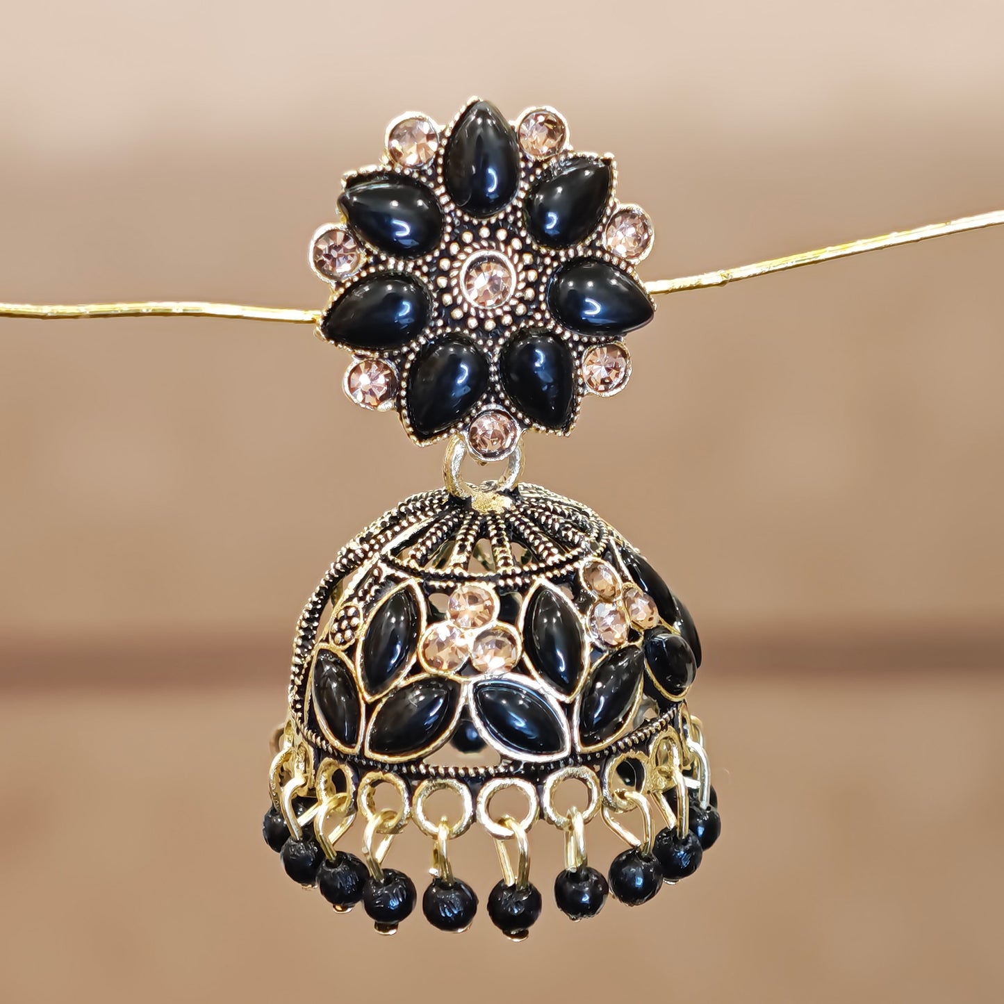 Black Floral Top Jaali Jhumki