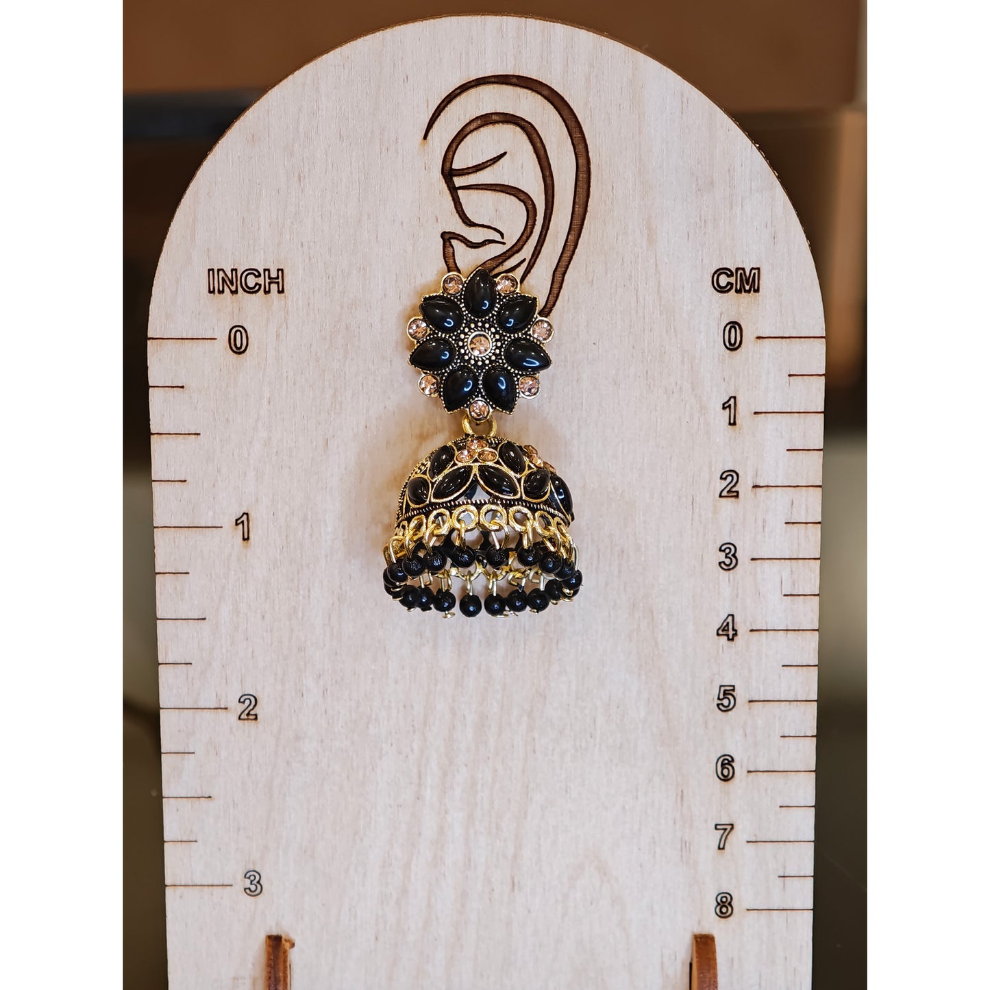 Black Floral Top Jaali Jhumki