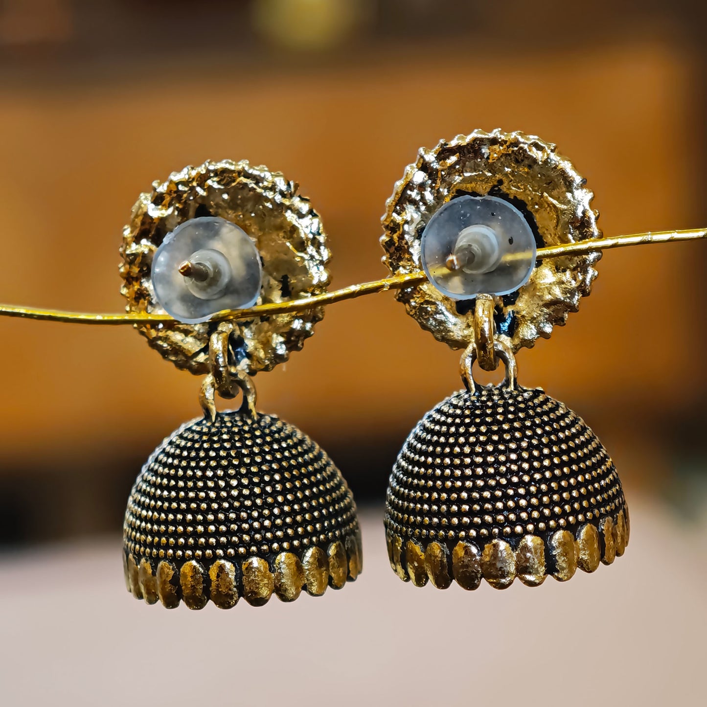 Black Golden Toned Small Jhumki