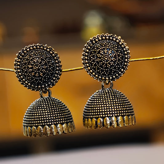 Black Golden Toned Small Jhumki