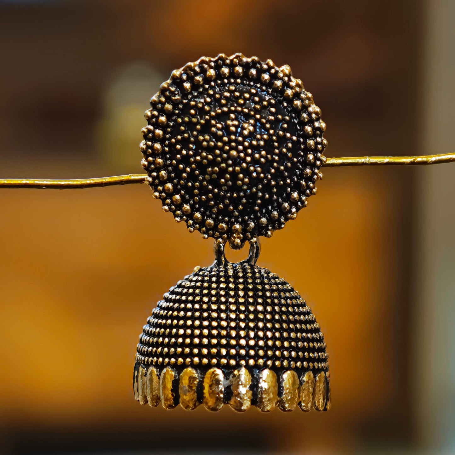 Black Golden Toned Small Jhumki