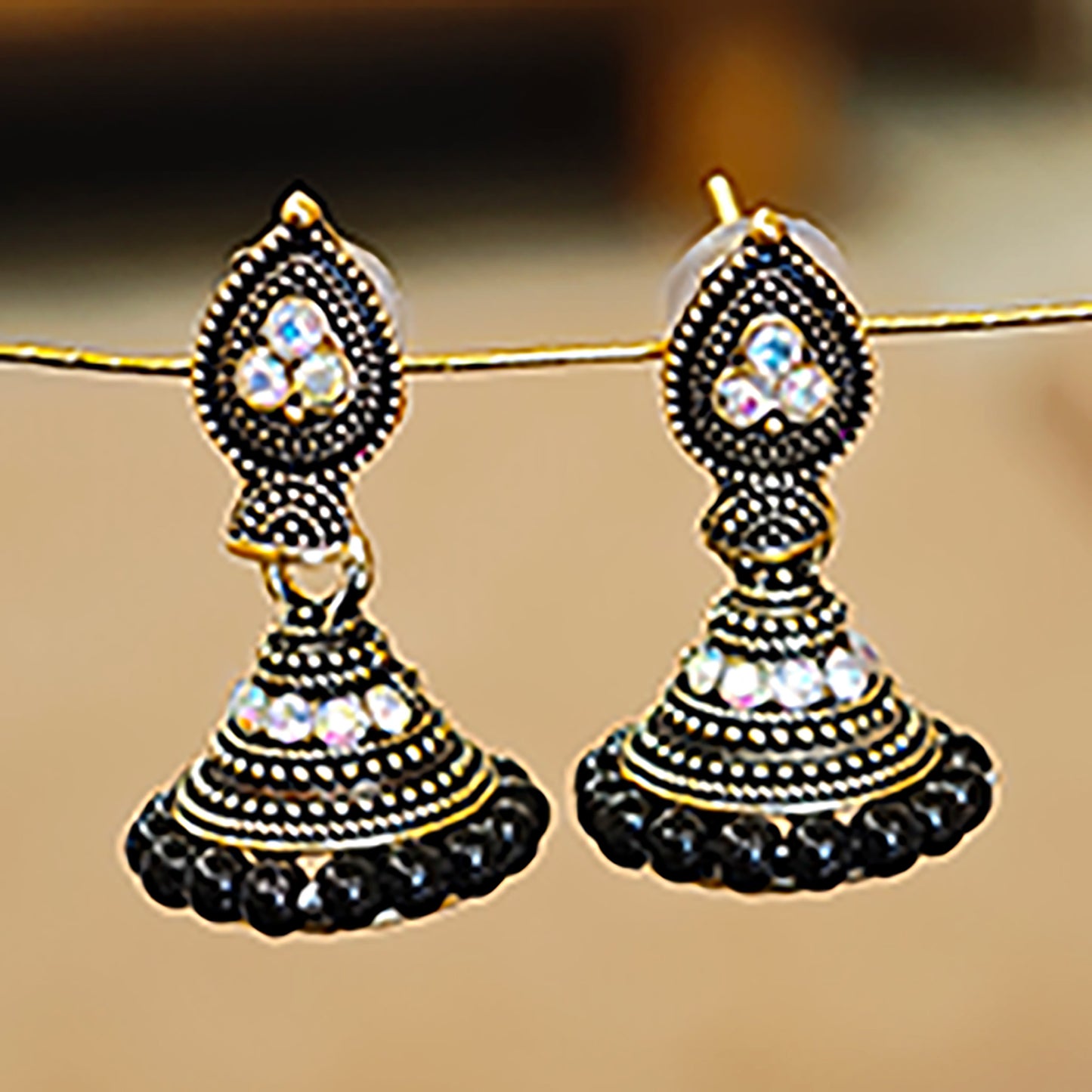 Black Leaf Shaped Jhumki
