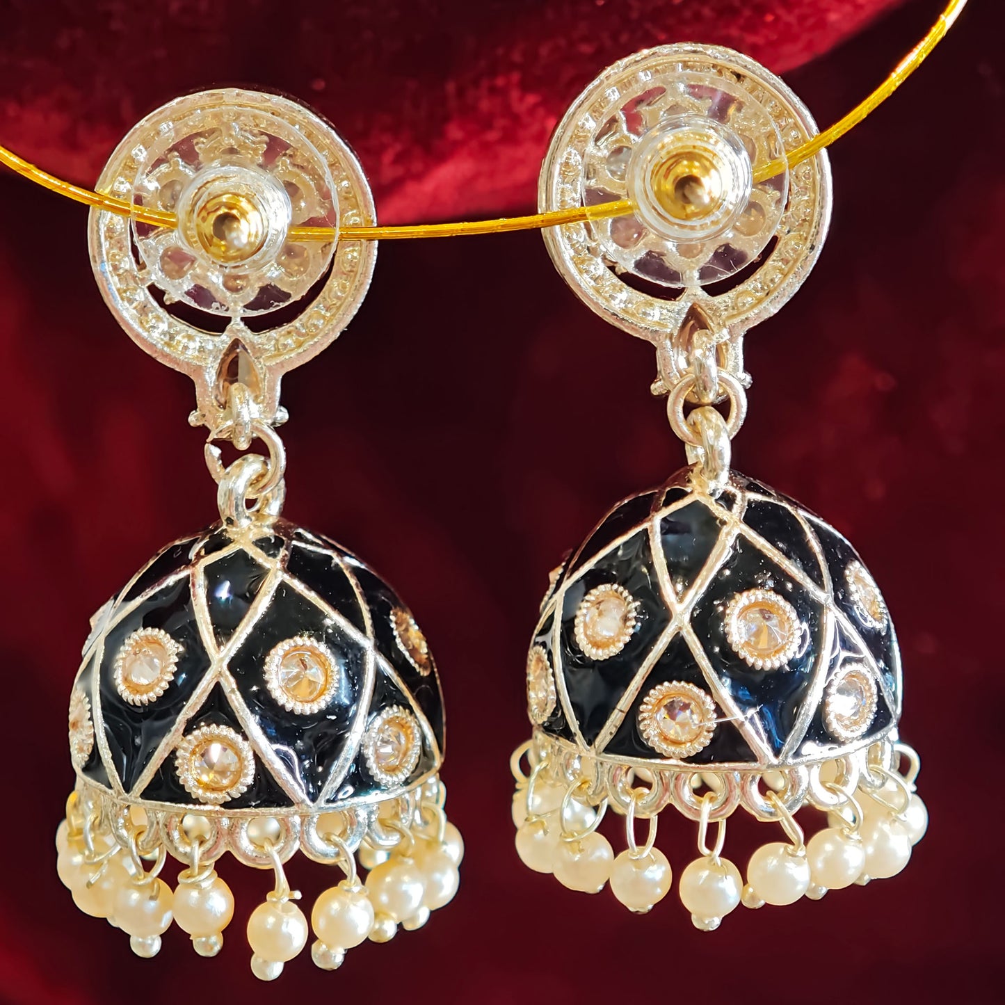 Black Meenakari Jhumki