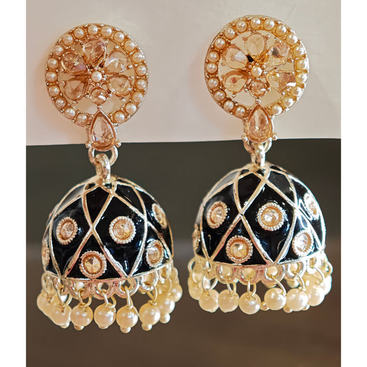 Black Meenakari Jhumki