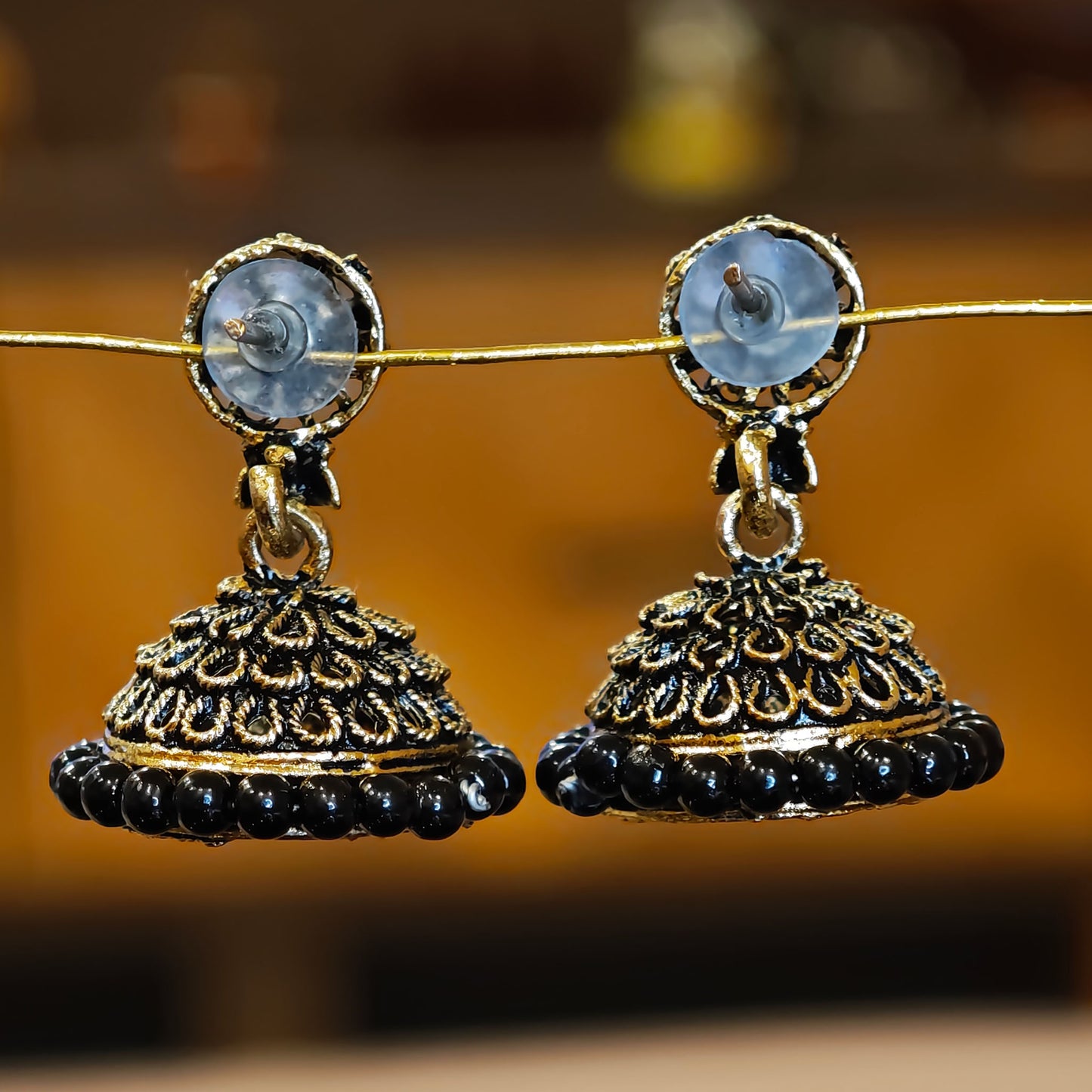 Black Small Floral Jhumki