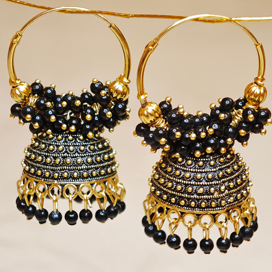 Black Medium Hoop Jhumki