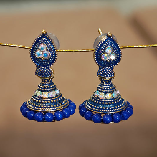 Blue Leaf Shaped Jhumki