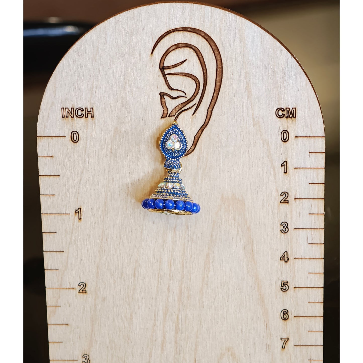 Blue Leaf Shaped Jhumki