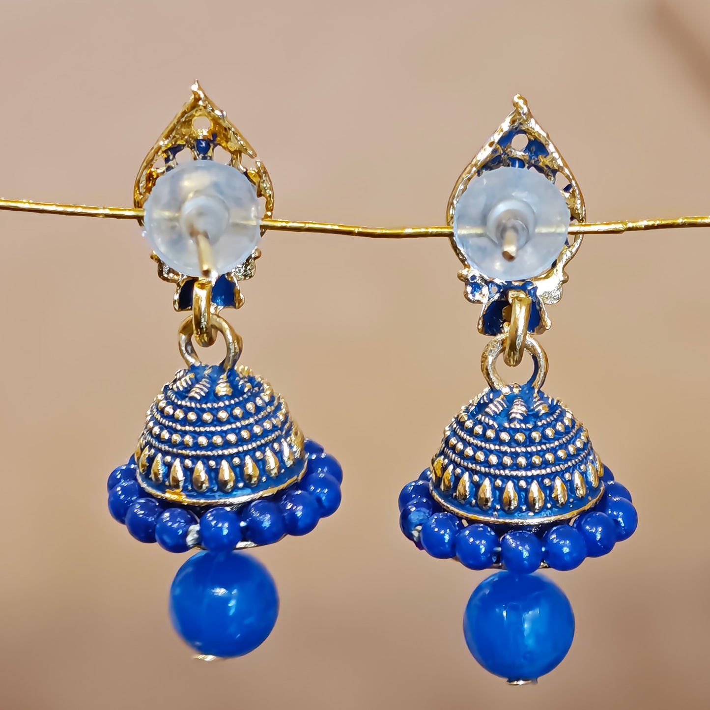Blue  Leaf Shaped Jaali top Jhumki