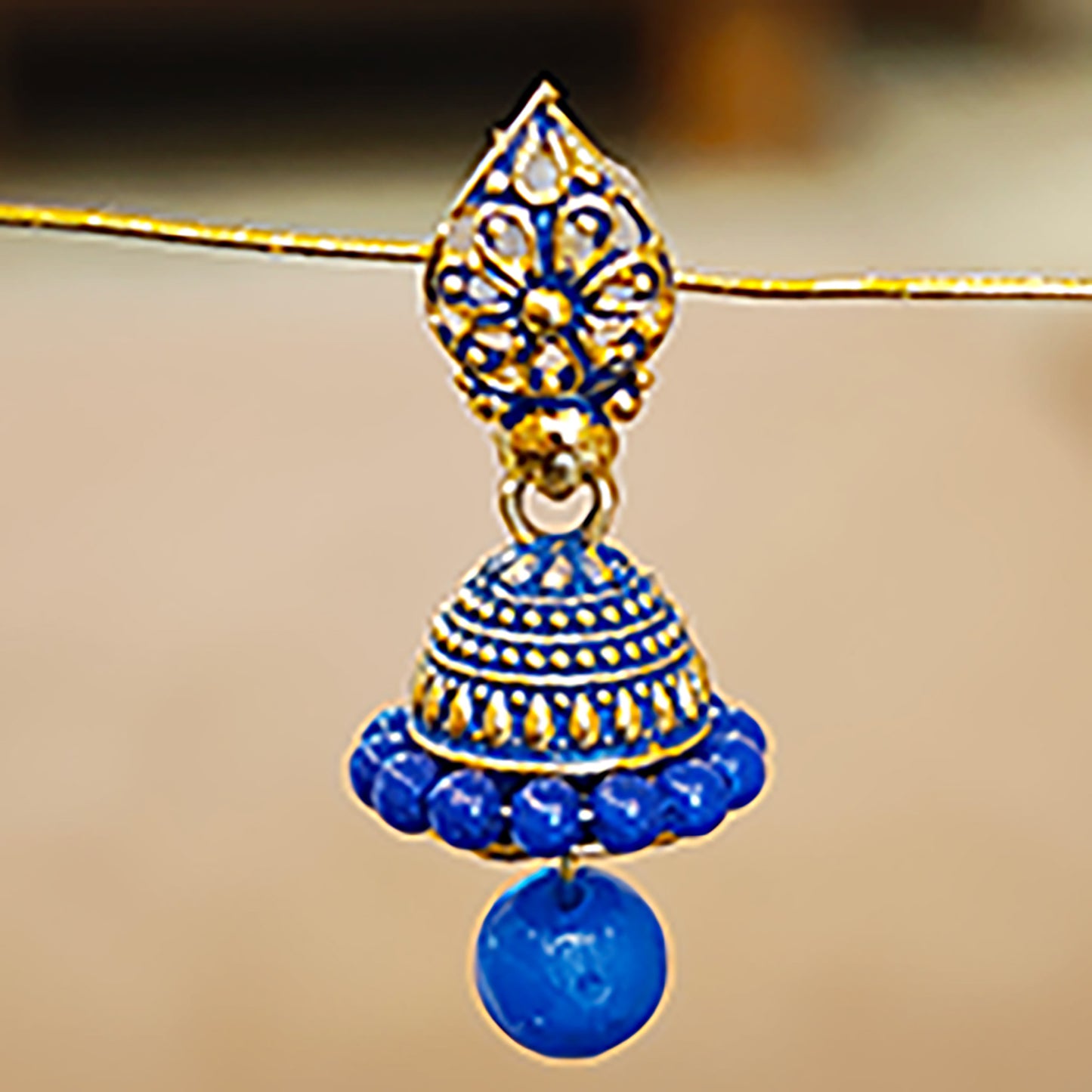 Blue  Leaf Shaped Jaali top Jhumki