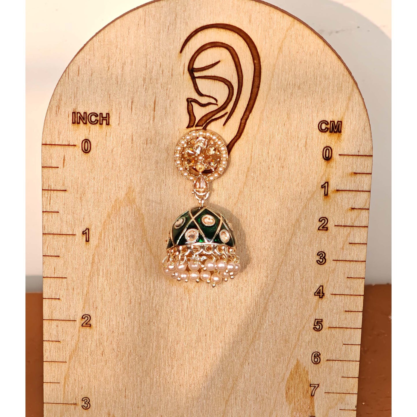 Bottle Green Meenakari Jhumki