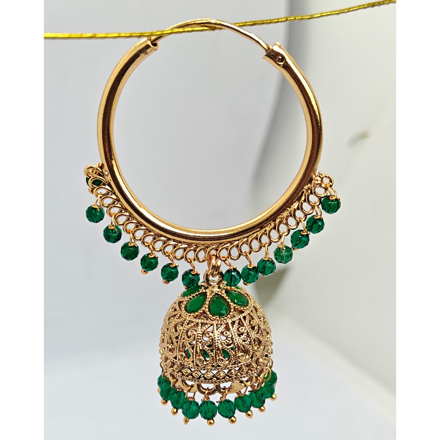 Bottle Green Hoop Big Jhumki