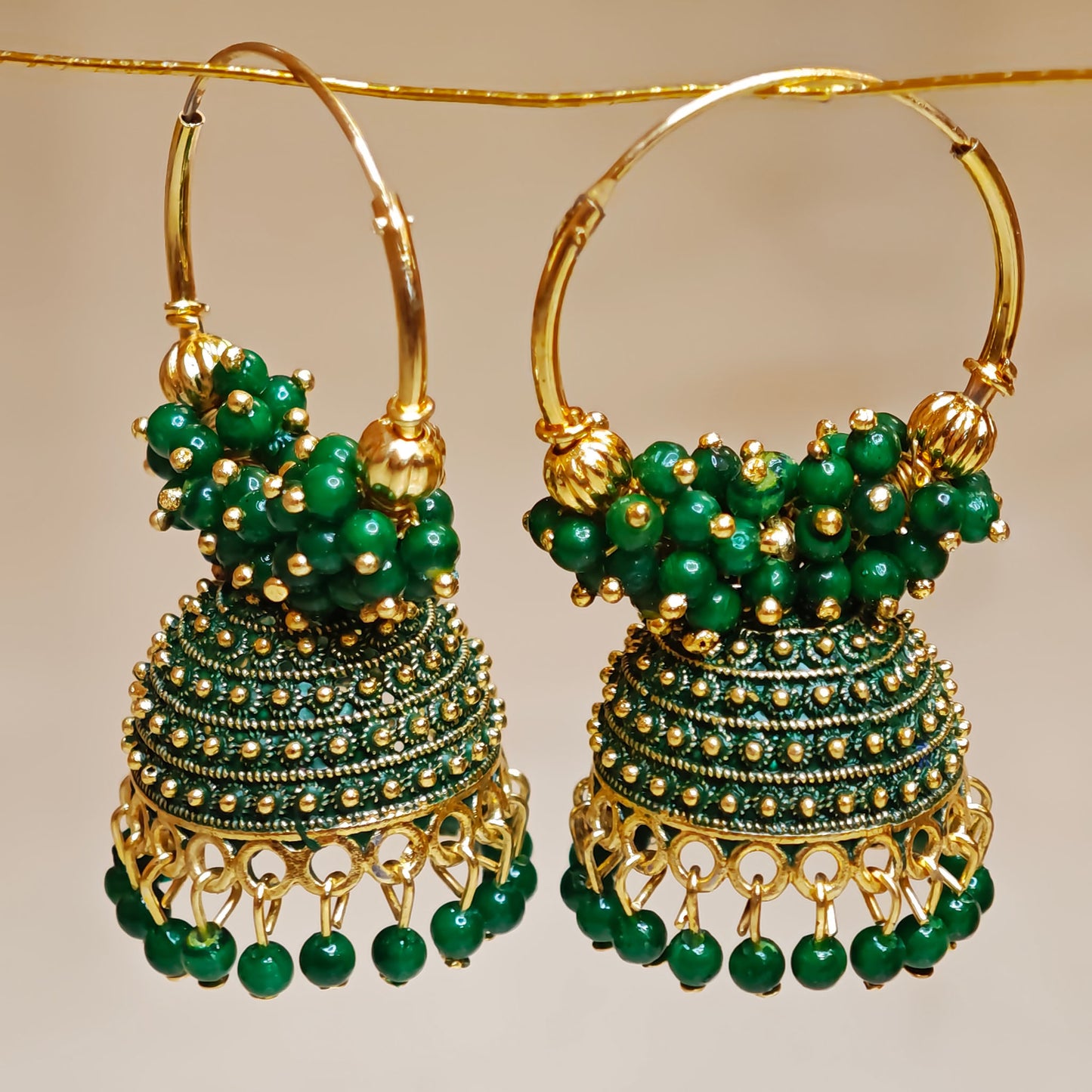 Bottle Green Medium Hoop Jhumki