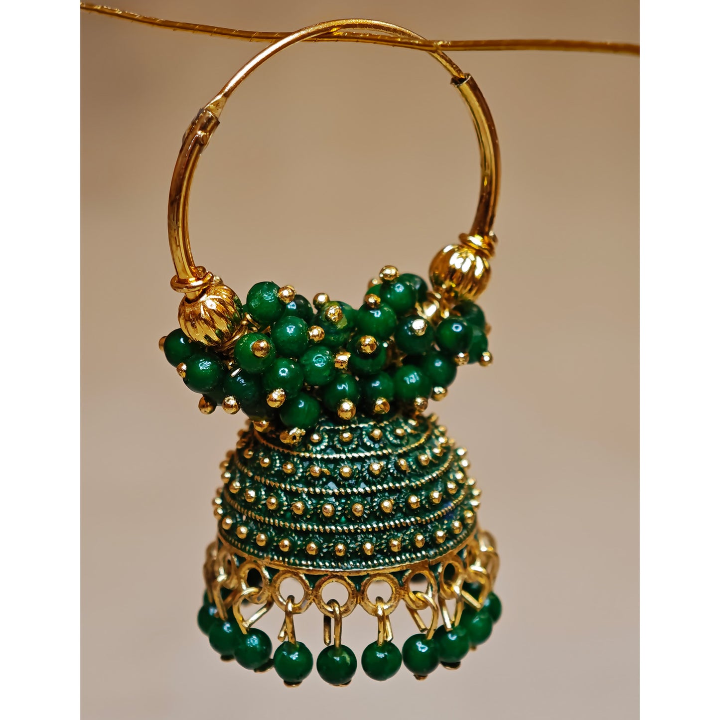 Bottle Green Medium Hoop Jhumki