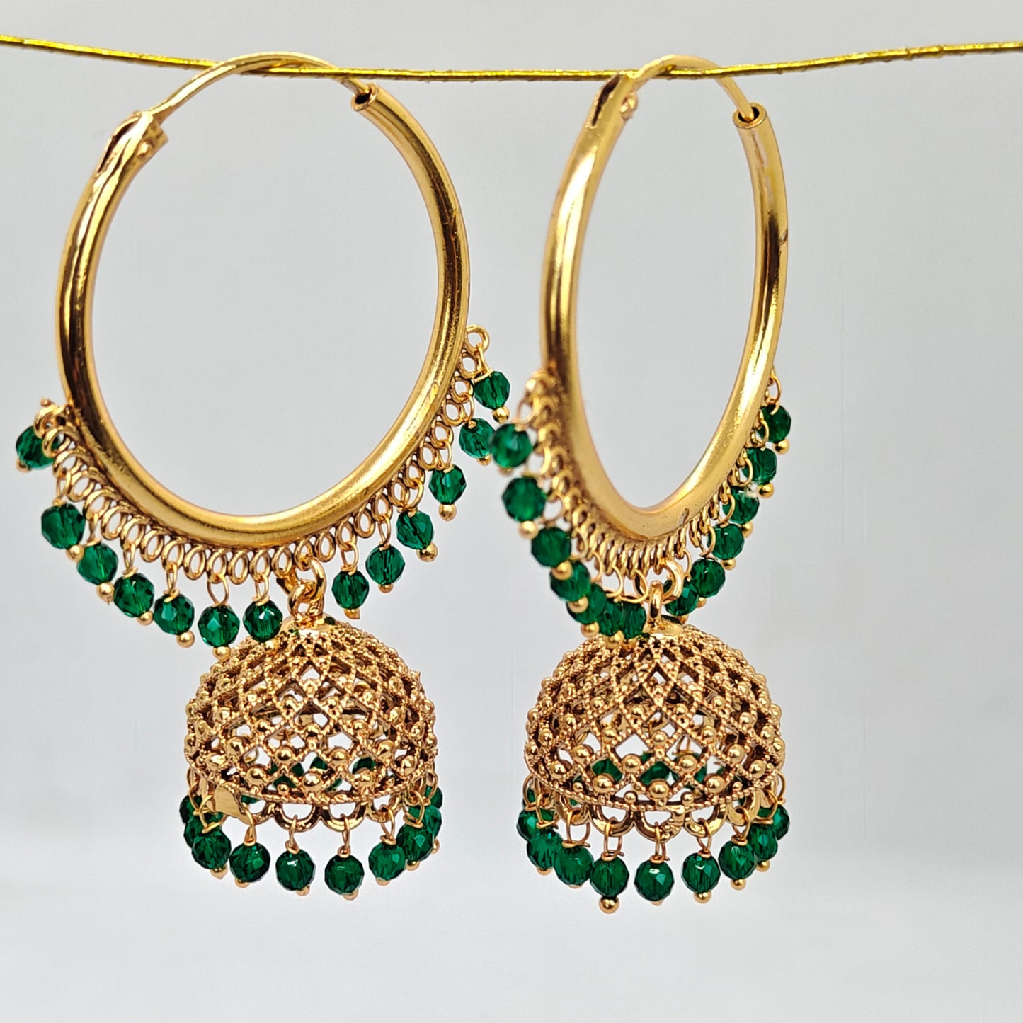 Bottle Green Jaali Hoop Jhumki