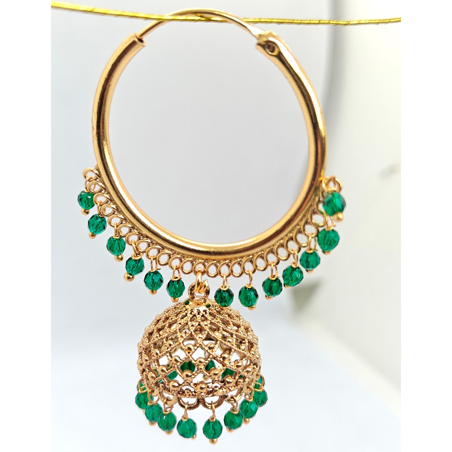 Bottle Green Jaali Hoop Jhumki