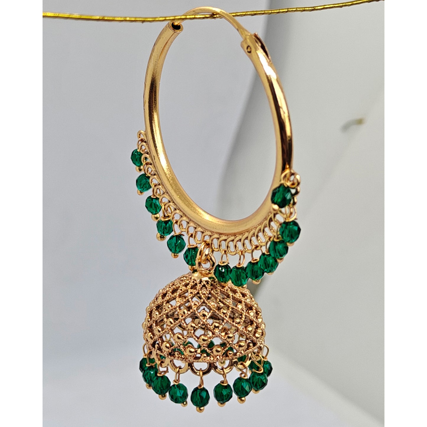 Bottle Green Jaali Hoop Jhumki